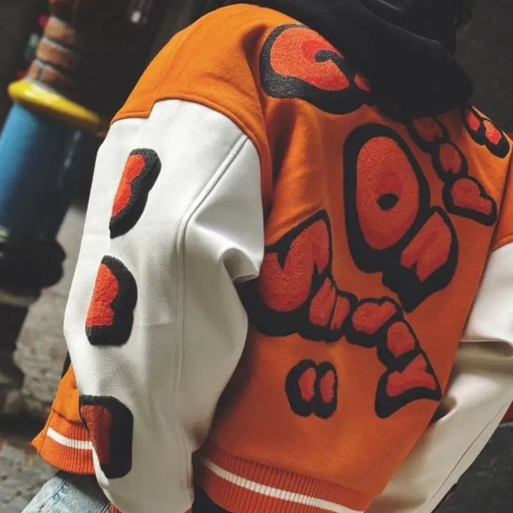 PU Leather Sleeves Oversized Bomber Jackets Men and Women Coats Streetwear