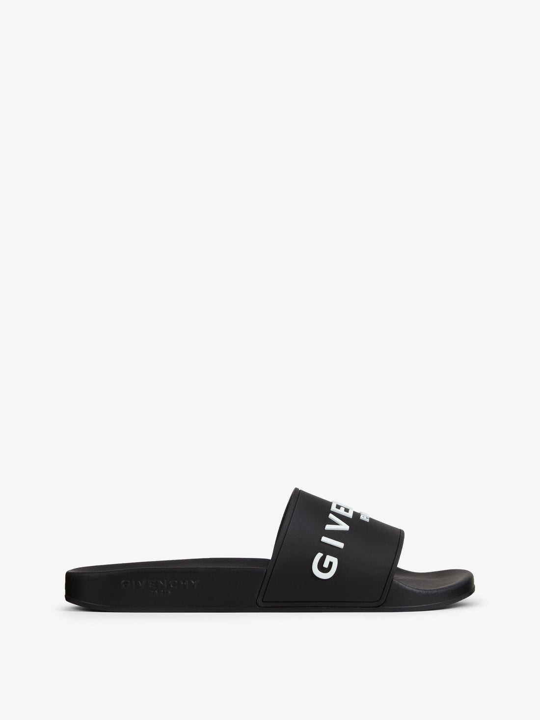 Slide flat mules in rubber