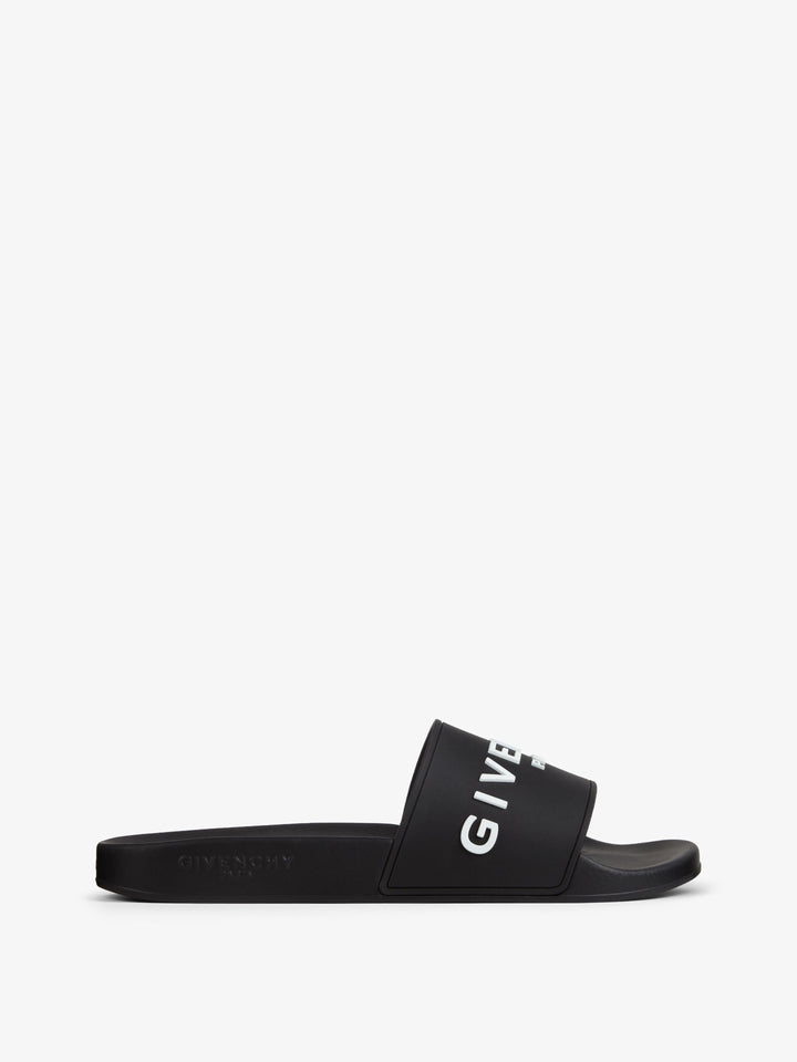 Slide flat mules in rubber