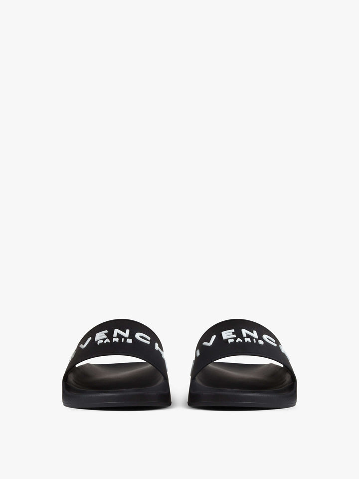 Slide flat mules in rubber