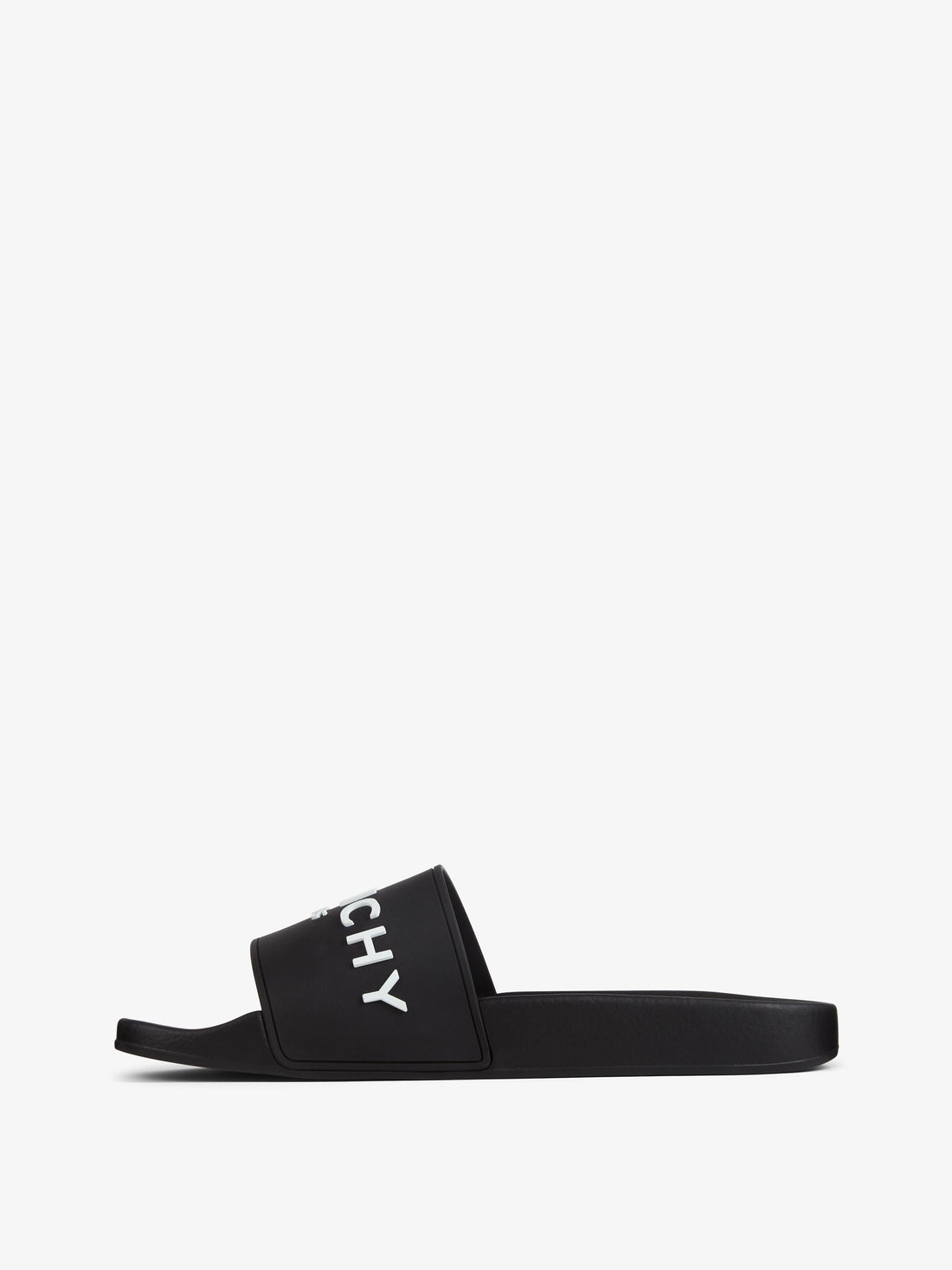 Slide flat mules in rubber