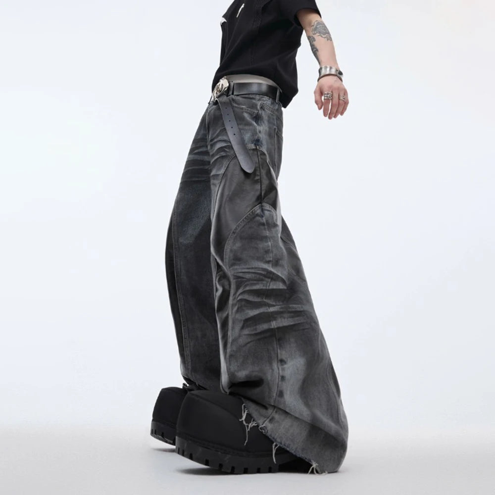 Mens Jeans Pu Leather Streetwear Fashion Trousers Men'S Wear