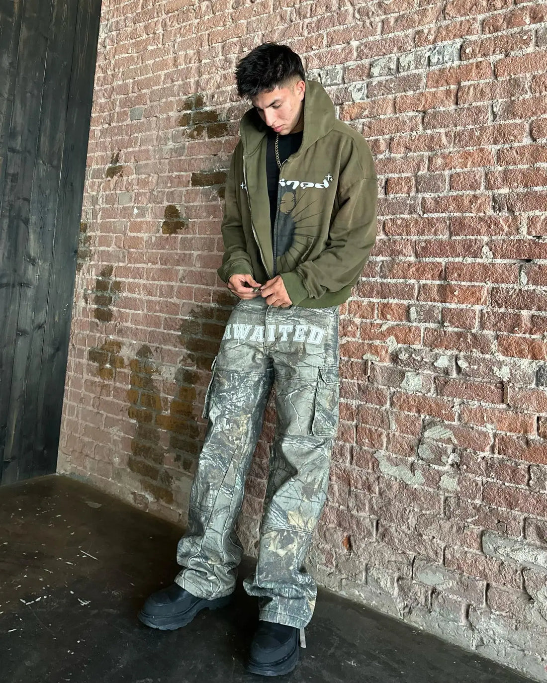 Retro Fashion Camouflage Cargo Pants Men Streetwear Denim Pants