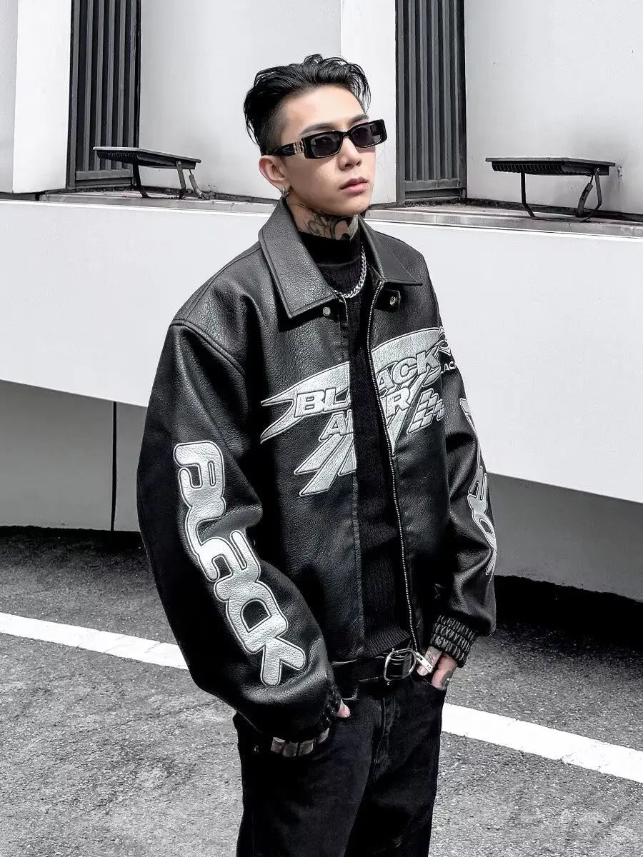 PU Leather Jacket Men's High Street Retro