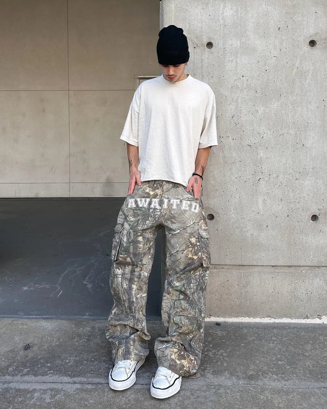 Retro Fashion Camouflage Cargo Pants Men Streetwear Denim Pants