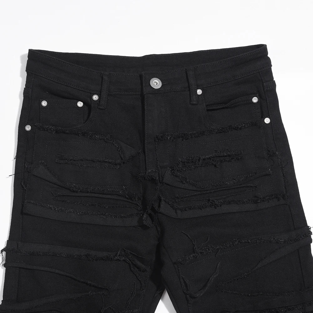 Ripped Skinny Jeans Men Streetwear black Denim Pants