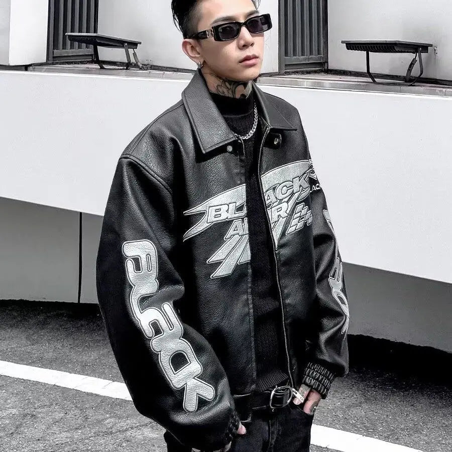 PU Leather Jacket Men's High Street Retro