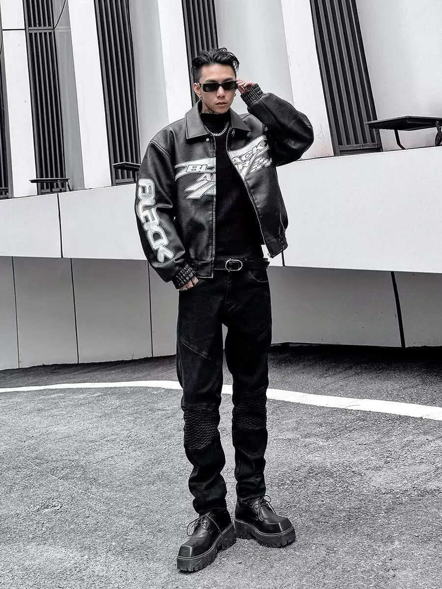 PU Leather Jacket Men's High Street Retro