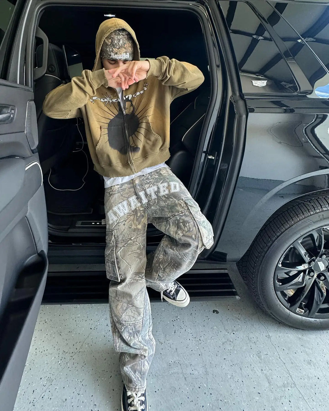 Retro Fashion Camouflage Cargo Pants Men Streetwear Denim Pants
