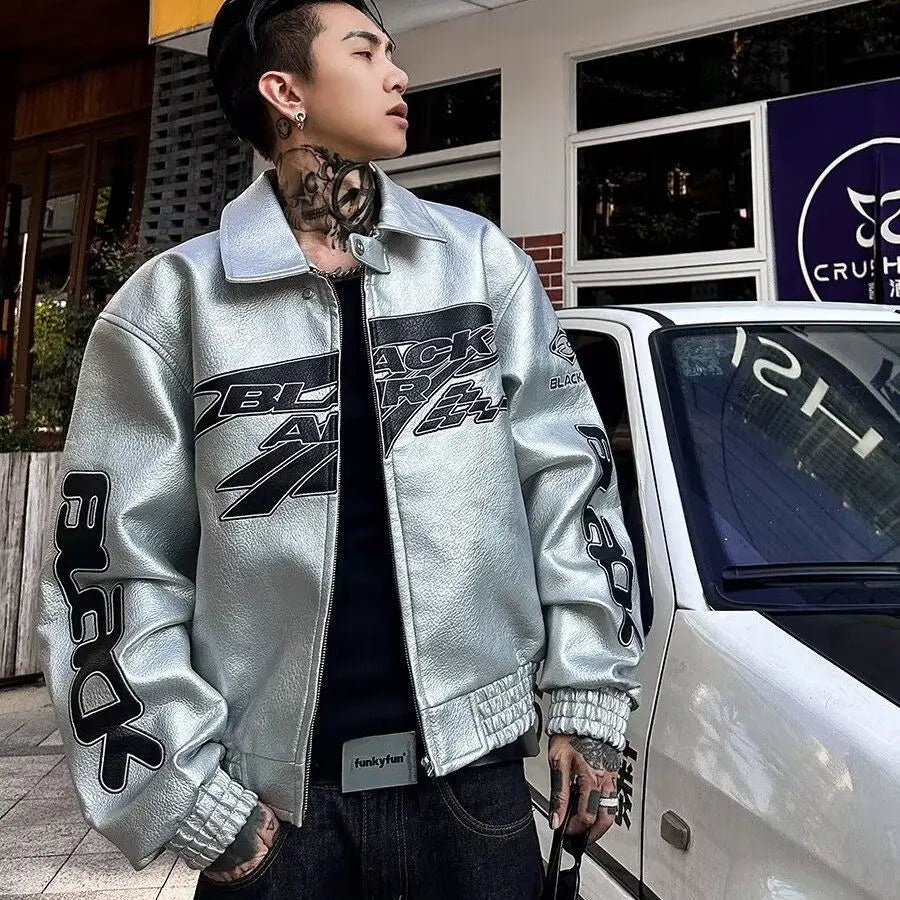 PU Leather Jacket Men's High Street Retro