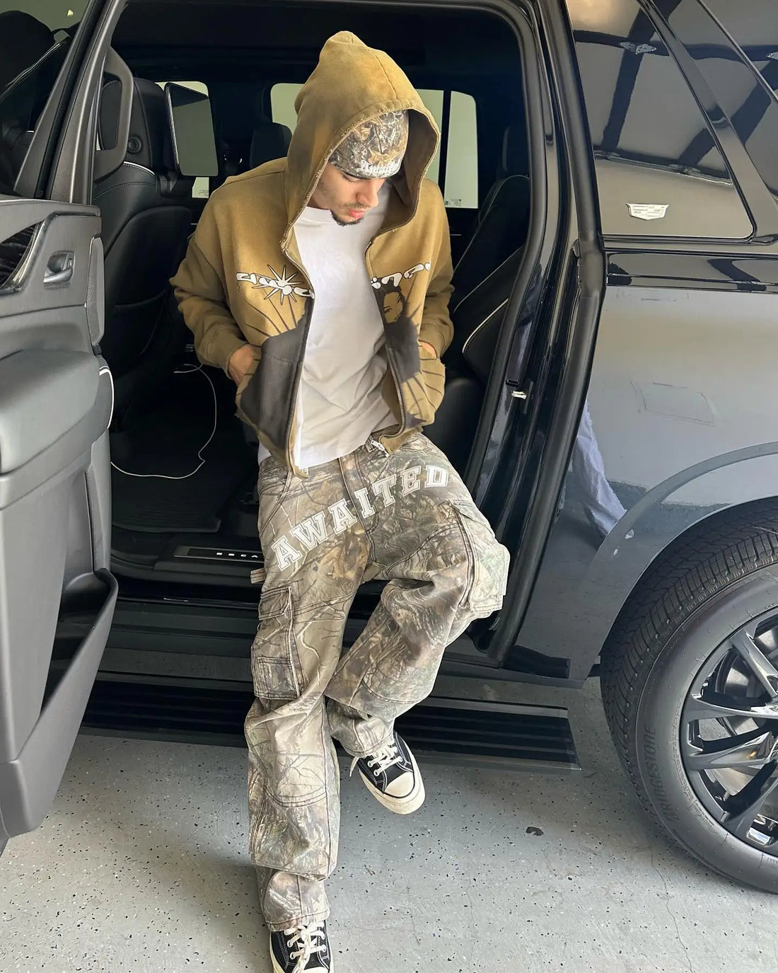Retro Fashion Camouflage Cargo Pants Men Streetwear Denim Pants