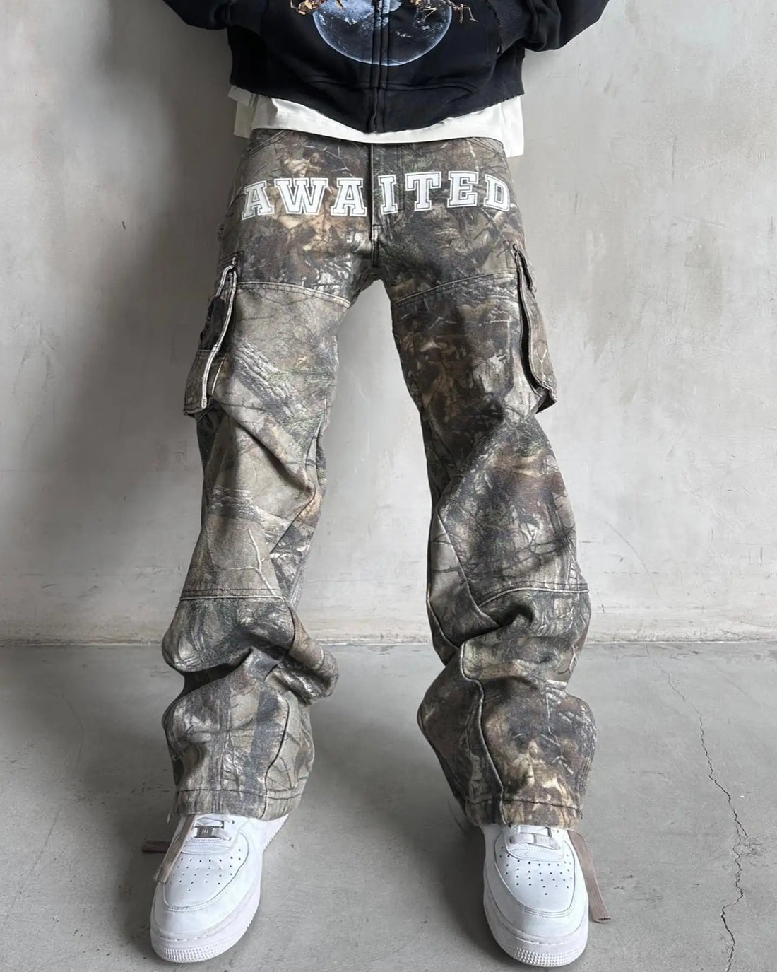 Retro Fashion Camouflage Cargo Pants Men Streetwear Denim Pants